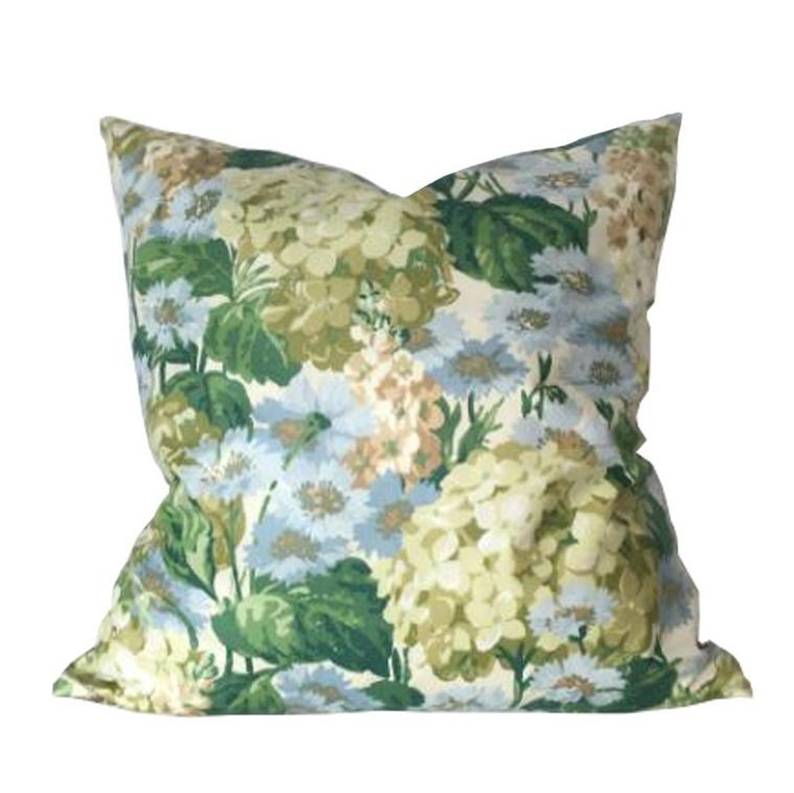 Colorful Hydrangea Yellow Floral Throw Pillow Cover