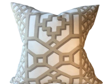 Schumacher Zanzibar Trellis Designer Pillow Cover in Sand