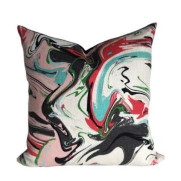 Marble Swirl Linen Pillow Cover in Multi – Evia Mae & Alex Custom Made ...