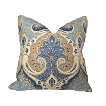 Latika Pillow Cover in Delta Blue Paisley Throw Pillow