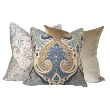 Latika Pillow Cover in Delta Blue Paisley Throw Pillow - Image 3